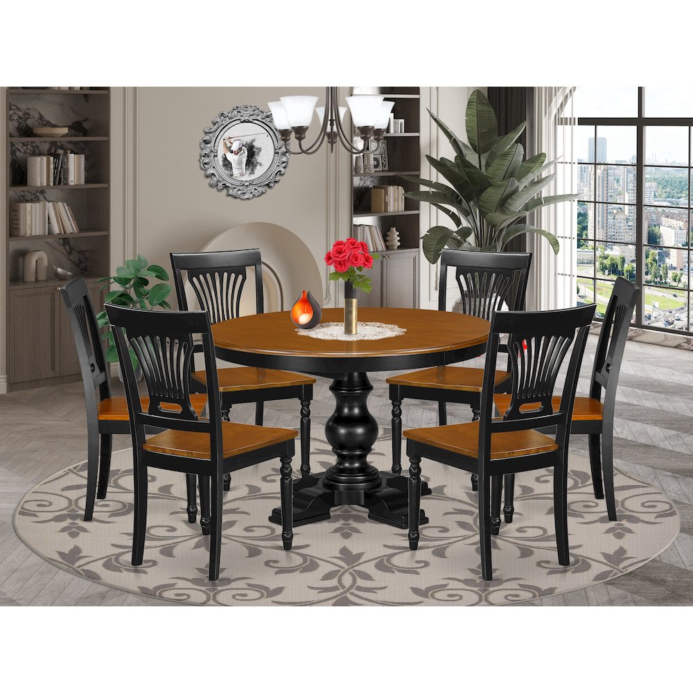 7-Piece Kitchen Room Set, Black & Cherry. Picture 2