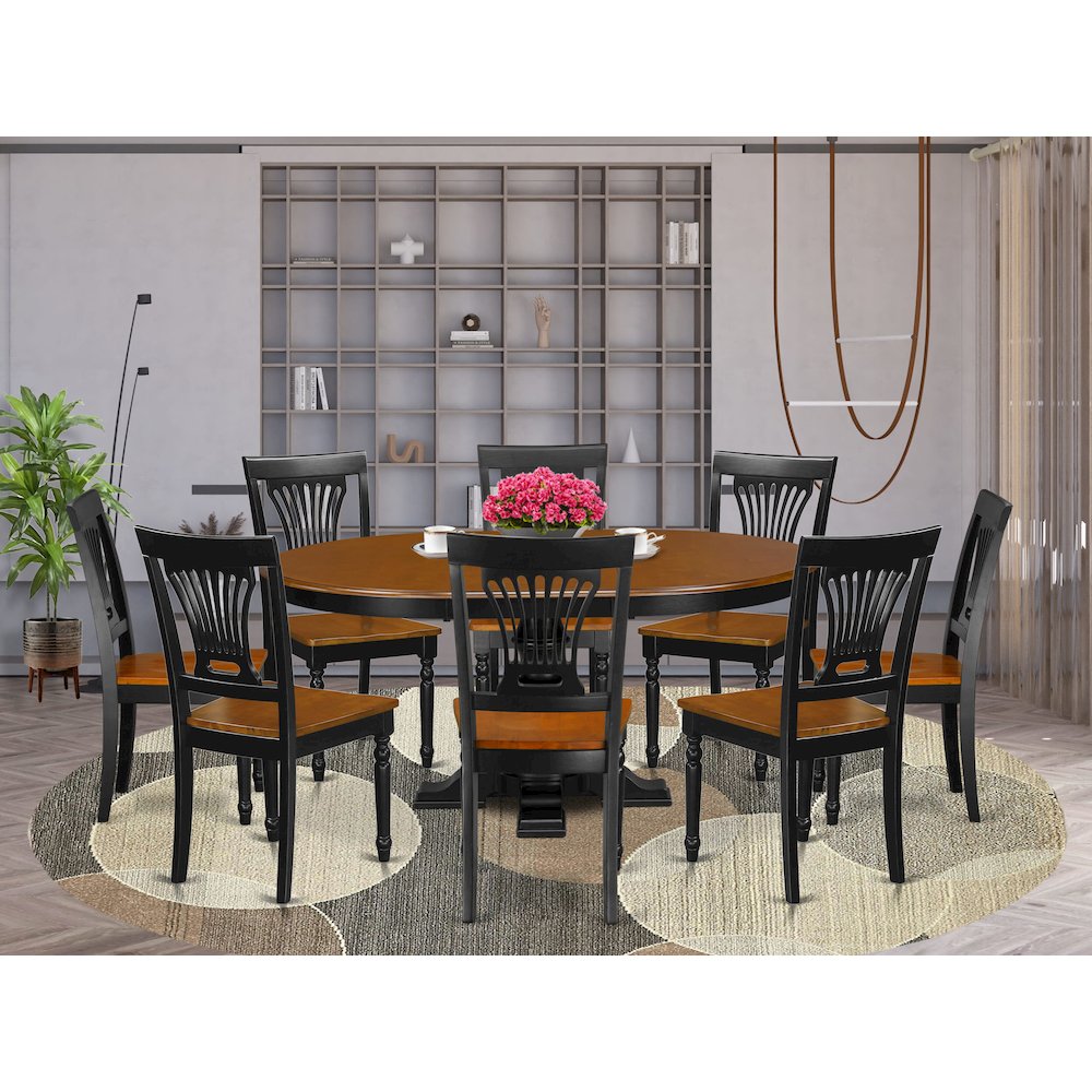 9-Piece Dining Room Set, Black & Cherry. Picture 2