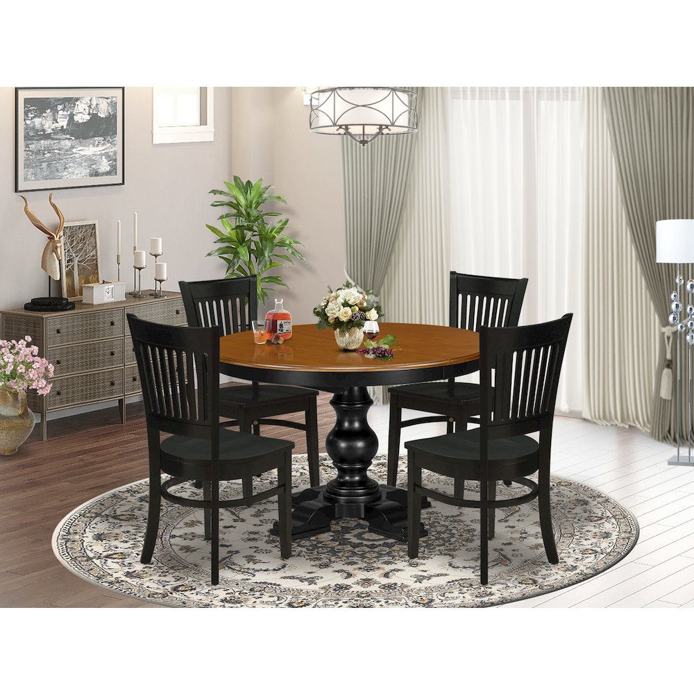 5-Piece Dining Room Set, Black & Cherry. Picture 2