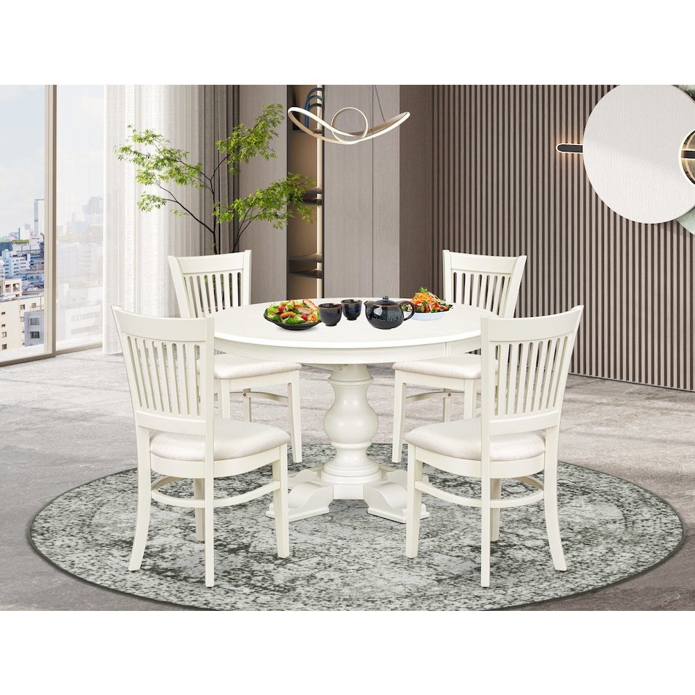 5-Piece Dining Room Set, Linen White. Picture 2