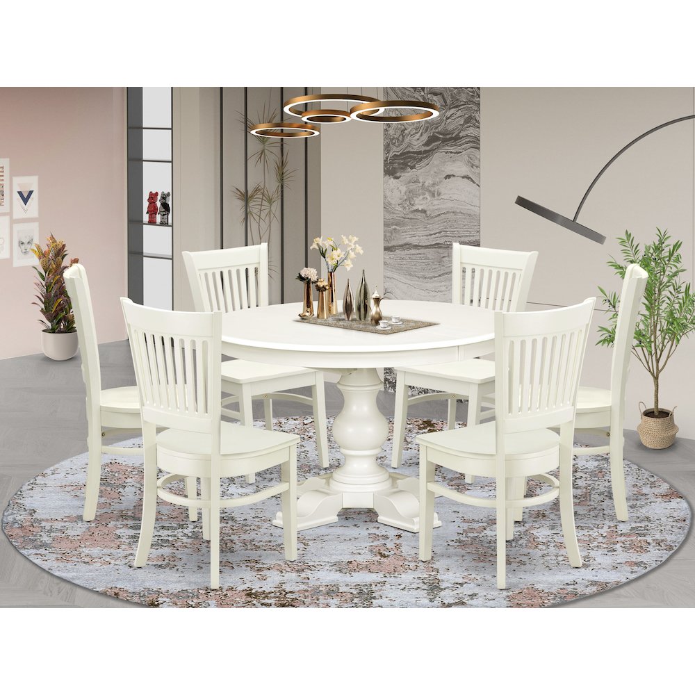 5-Piece Dining Room Table Set, Linen White. Picture 2