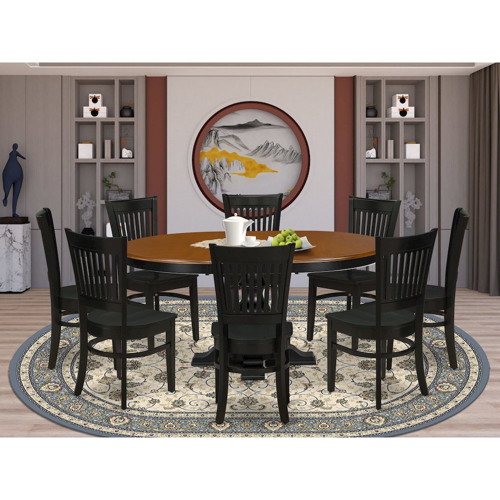 7-Piece Mid-Century Kitchen Set, Black & Cherry. Picture 2