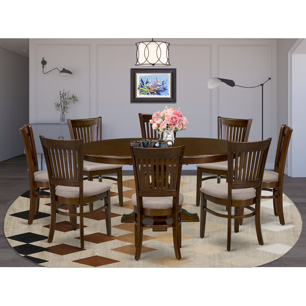 9-Piece Dining Room Table, Espresso. Picture 2