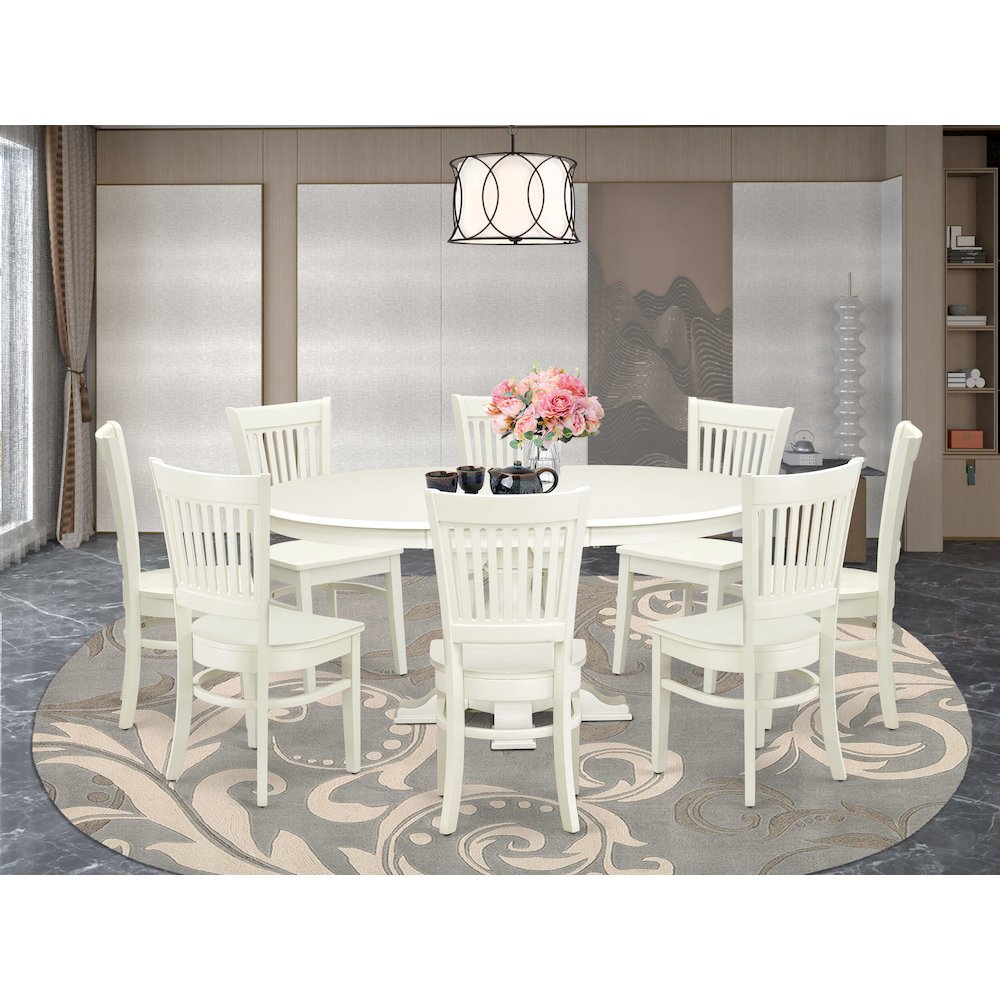 9-Piece Kitchen Dining Table Set, Linen White. Picture 2