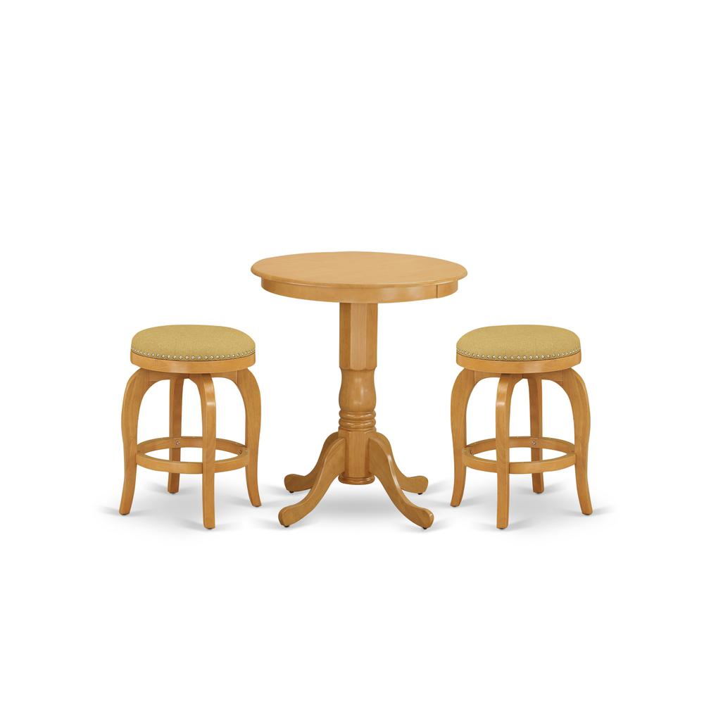 East West Furniture - EDBF3-OAK-16 - 3-Pc Dinette Room Set with 2 Parson Chairs and 1 Kitchen Table (Oak Finish). Picture 1