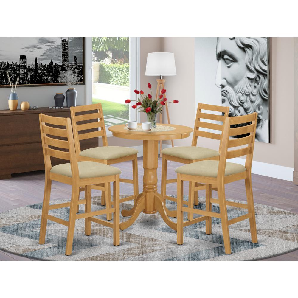 EDCF5-OAK-C 5 Pc Dining counter height set - high top Table and 4 counter height Dining chair.. Picture 2