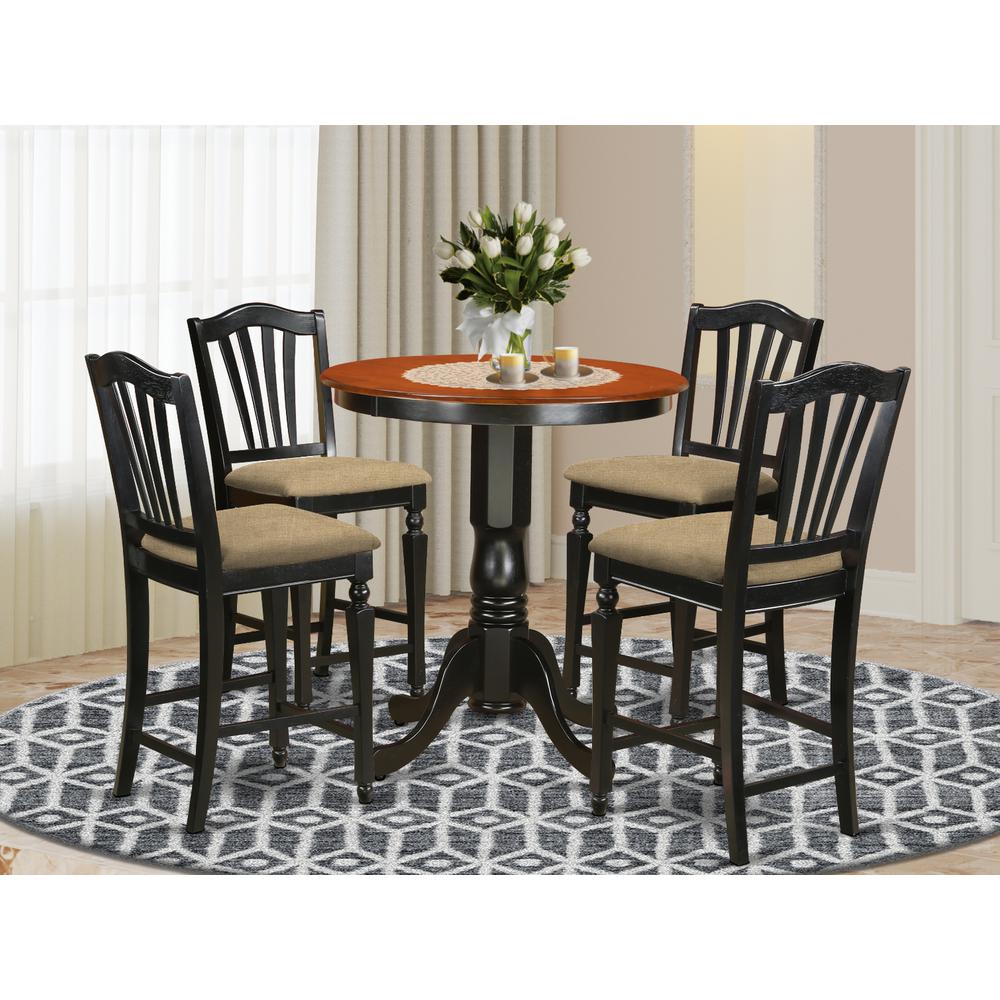 EDCH5-BLK-C 5 Pc counter height set - Kitchen Table and 4 counter height Dining chair.. Picture 2