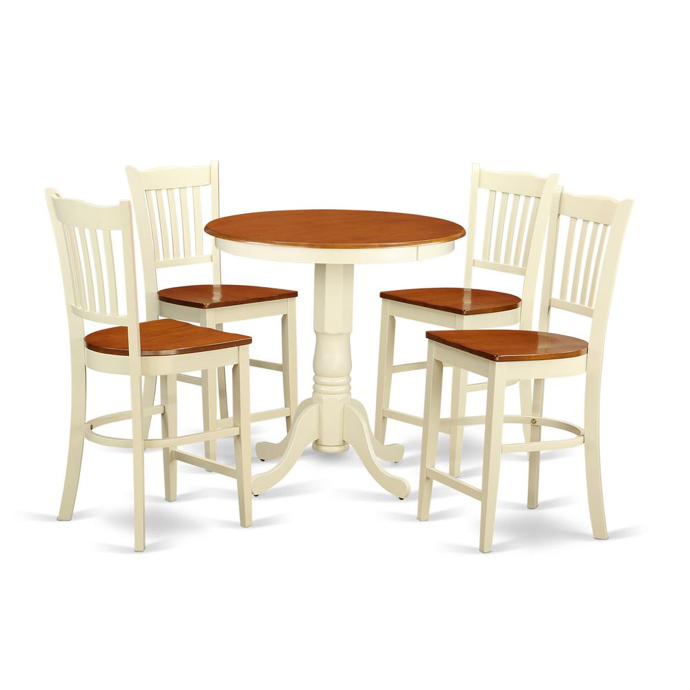 5  PC  counter  height  Table  and  chair  set-pub  Table  and  4  bar  stools  with  backs. Picture 1