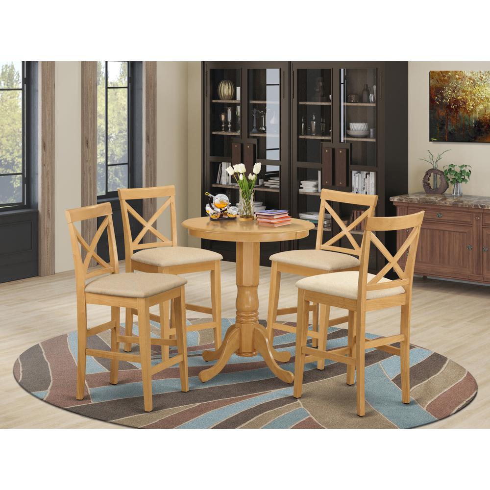 EDPB5-OAK-C 5 PC counter height pub set-pub Table and 4 counter height Chairs. Picture 2