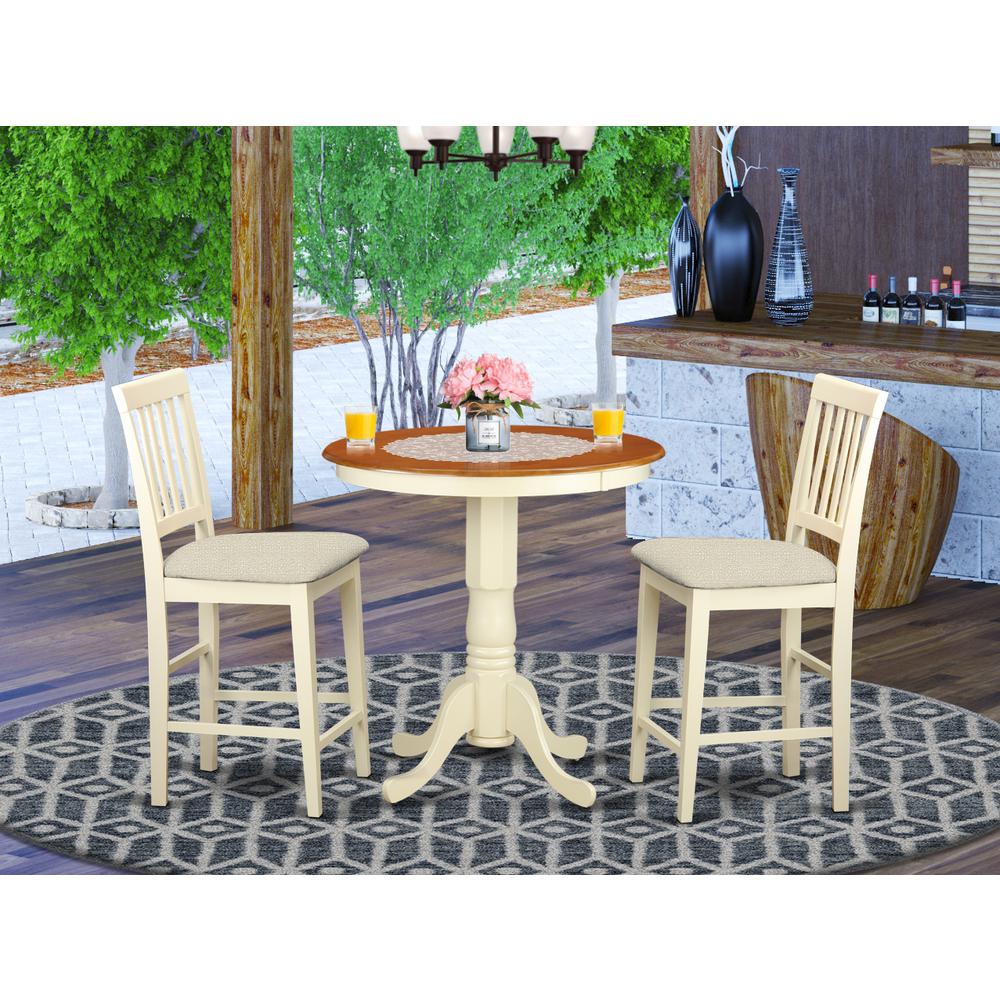 EDVN3-WHI-C 3 Pcpub Table set - high top Table and 2 dinette Chairs.. Picture 2