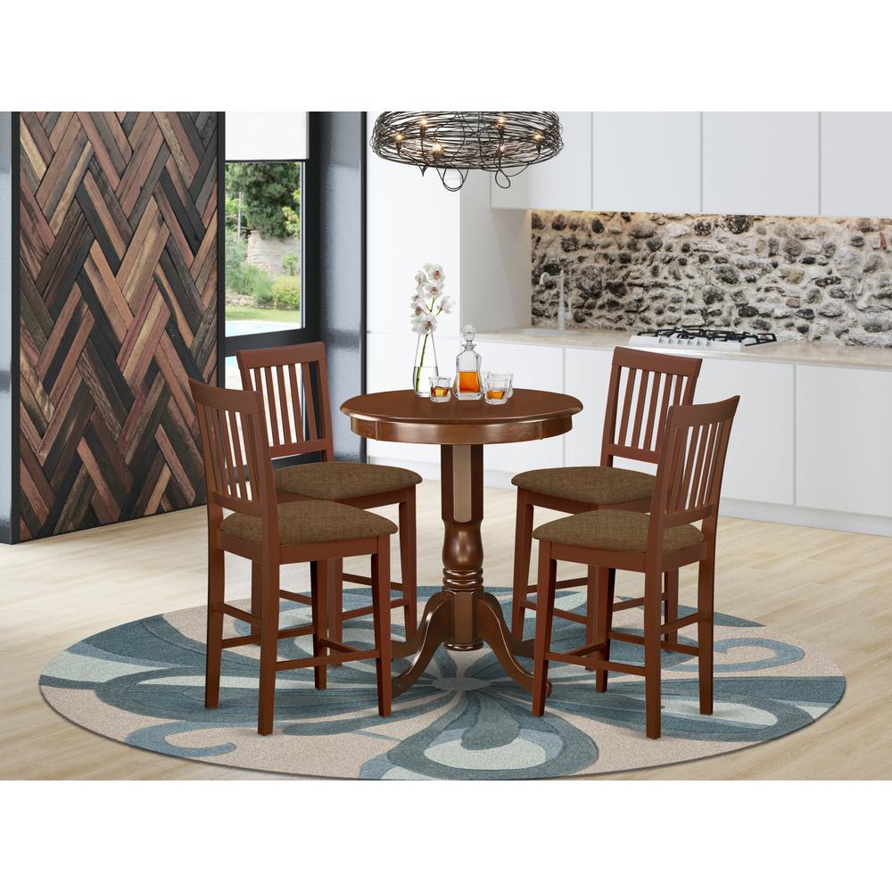EDVN5-MAH-C 5 Pc counter height pub set - high Table and 4 Kitchen Dining Chairs.. Picture 2