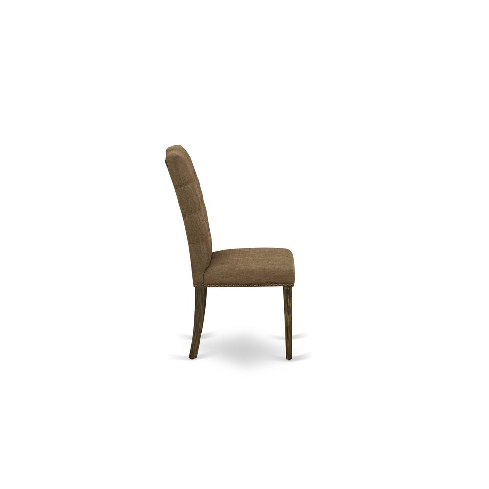 5-pieces dining table set with Chair’s Legs and Brown Beige Linen Fabric. Picture 9
