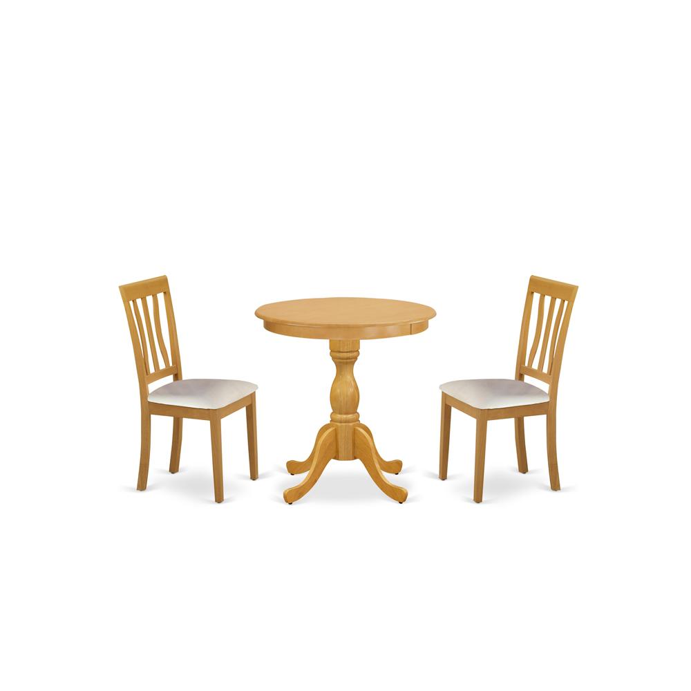 East West Furniture - ESAN3-OAK-LC - 5-Pc Kitchen Table Set with 4 Kitchen Dining Chairs and 1 Dining Room Table (Oak Finish). Picture 1