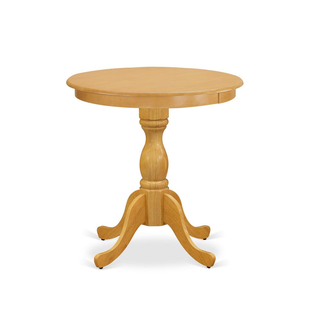 EST-OAK-TP East West Furniture Beautiful Small Table with Oak Color Table Top Surface and Asian Wood Small Dining Table Wooden Legs - Oak Finish. Picture 1