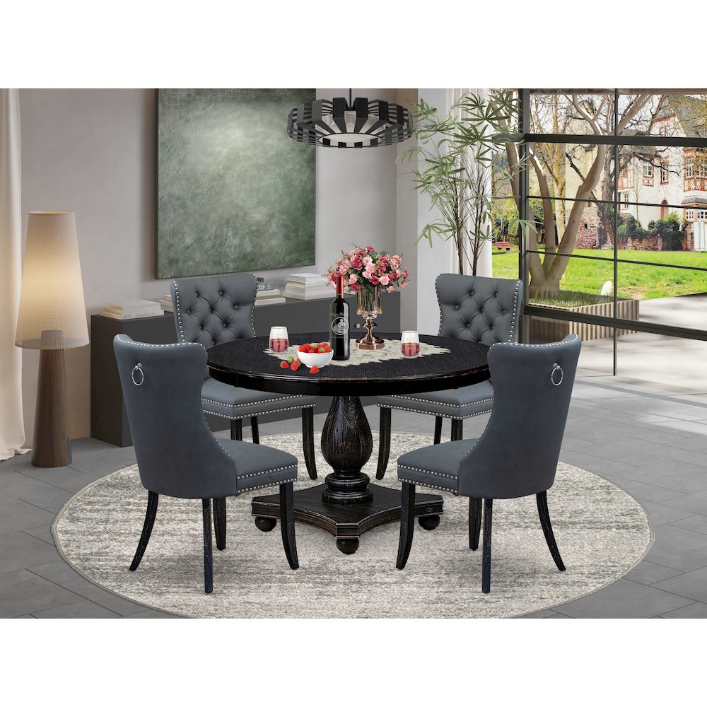 5-Piece Dining Set In Platinum Gray Color. Picture 2