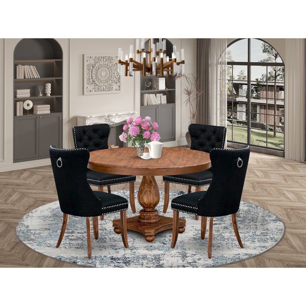 5-Piece Dining Table Set In Black Color. Picture 2