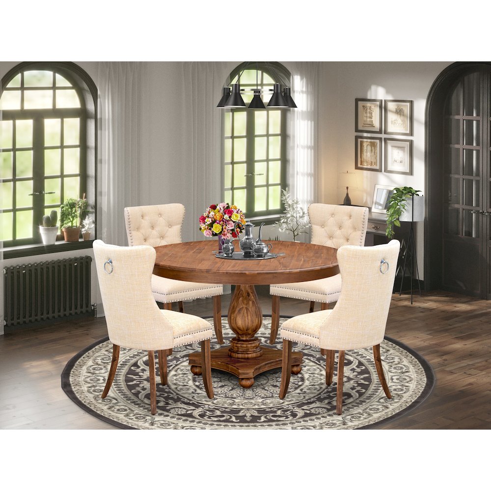 5-Piece Kitchen Table Set In Light Beige Color. Picture 2