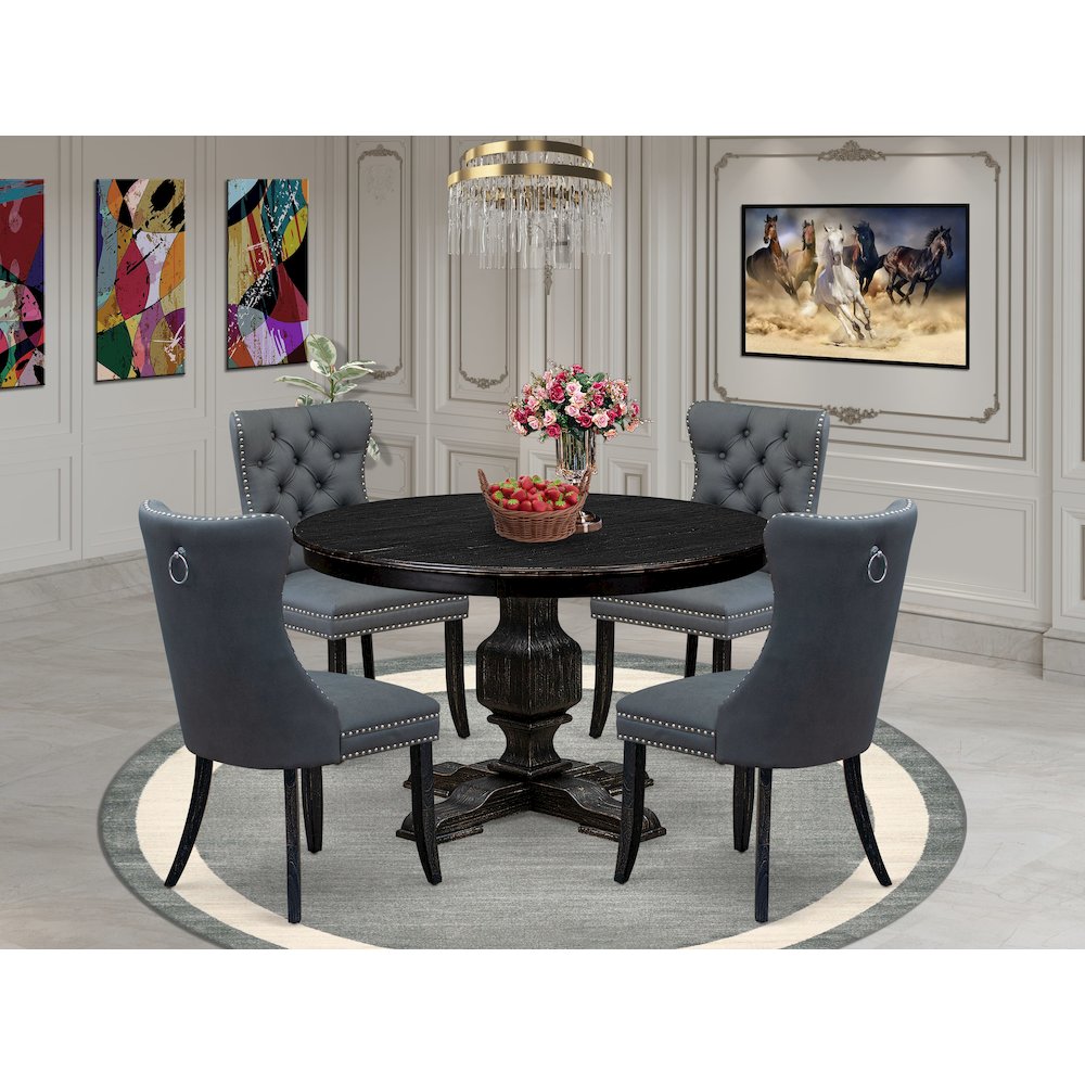 5-Piece Dining Room Set In Platinum Gray Color. Picture 2