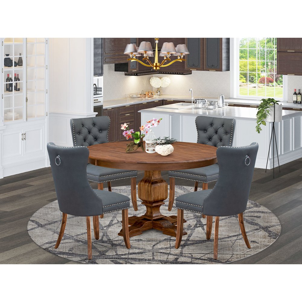 5-Piece Dining Table A Kitchen Table And 4 Platinum Gray Dining Room Chairs. Picture 2