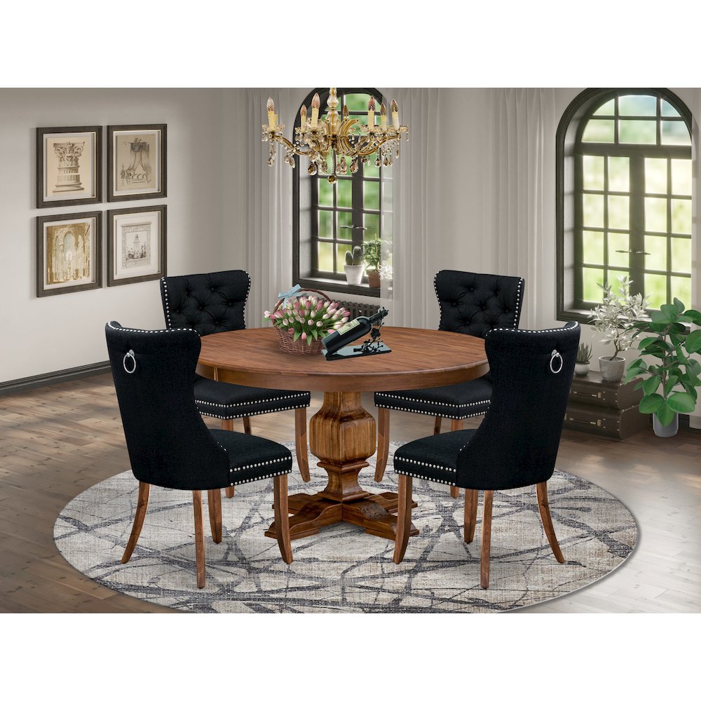 5-Piece Modern Dining Set In Black Color. Picture 2
