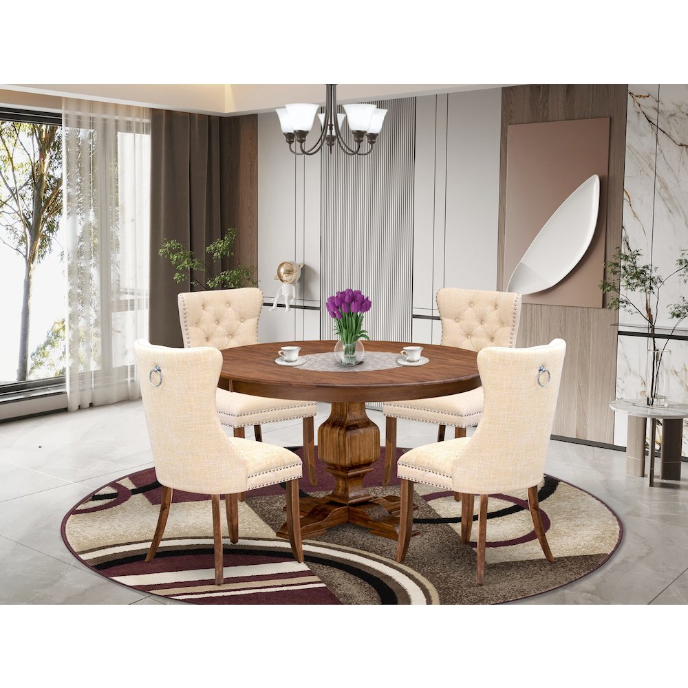 5-Piece Dining Room Set In Light Beige Color. Picture 2