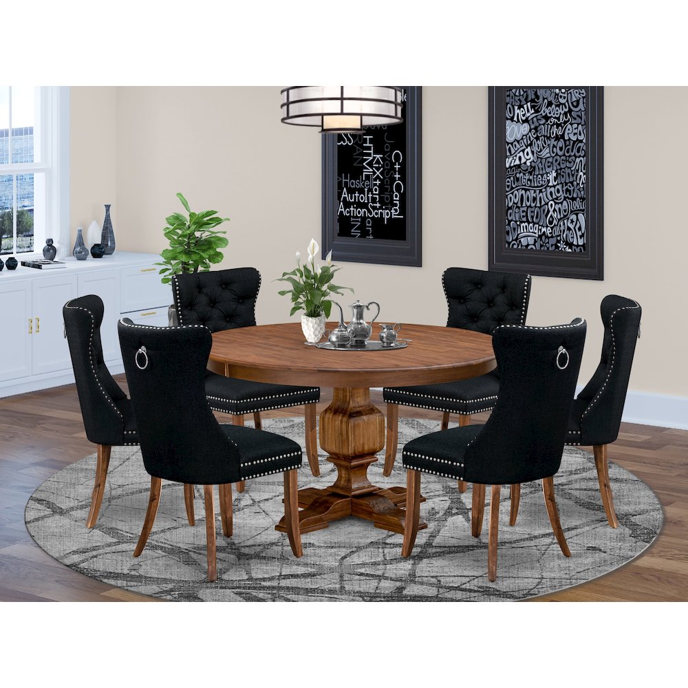 7-Piece Dining Table Set In Black Color. Picture 2