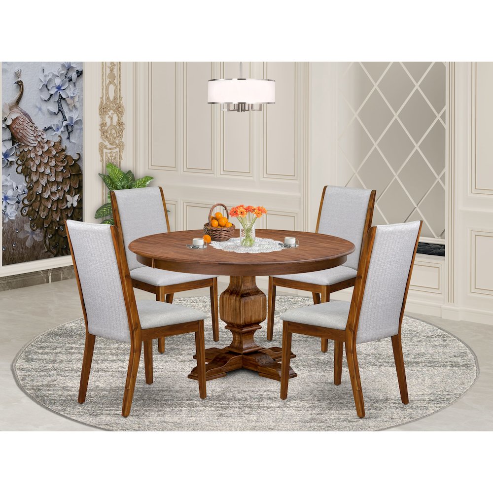 5-Pc Dining Room Table Set Consist Of A Kitchen Table, 4 Grey Parsons Chairs. Picture 2