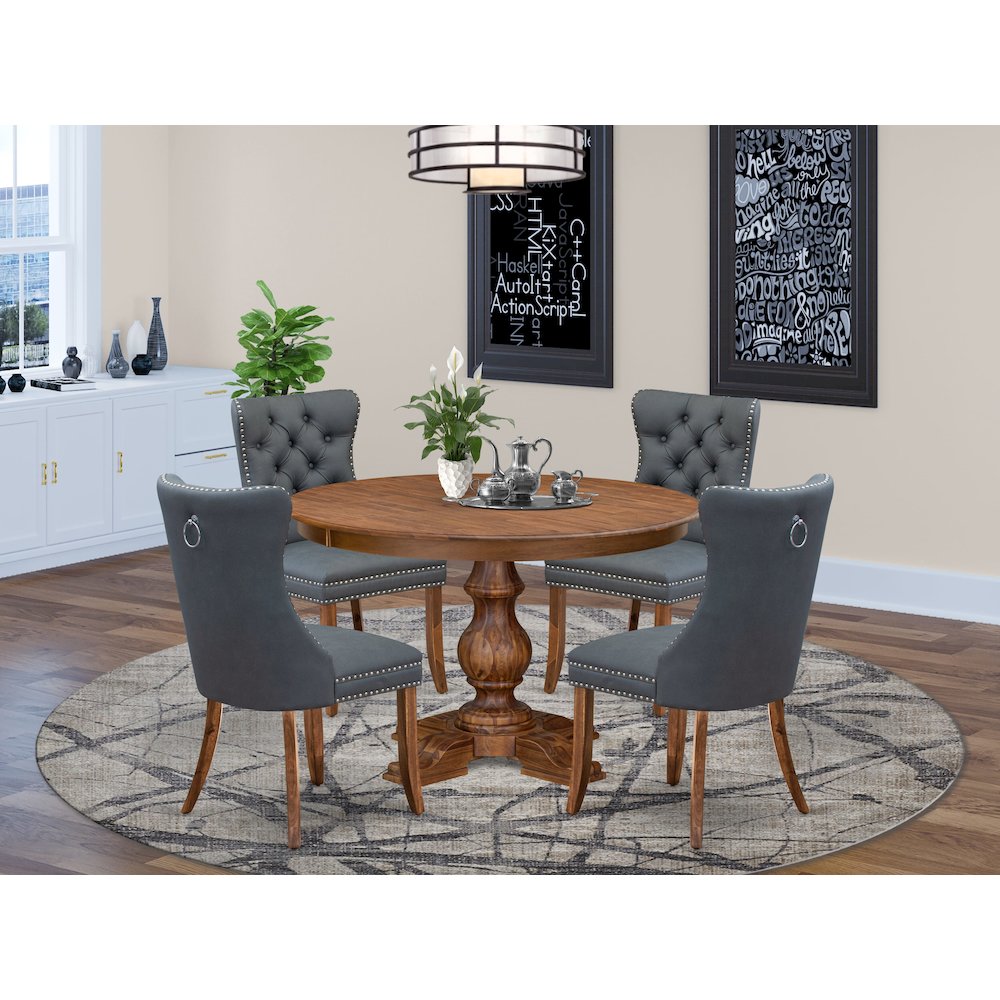 5-Piece Dining Table Set Of A Kitchen Table, 4 Platinum Gray Dining Chairs. Picture 2