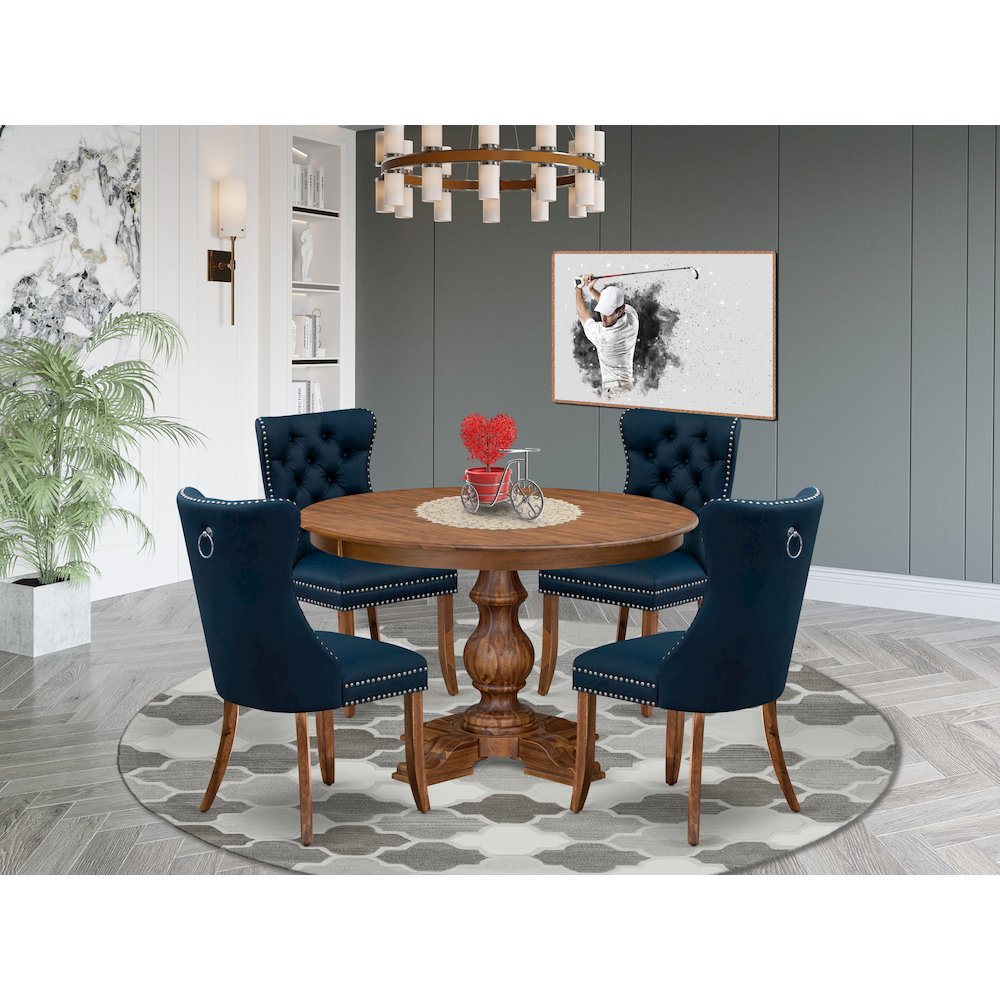5-Piece Dining Table Set In Navy Blue Color. Picture 2