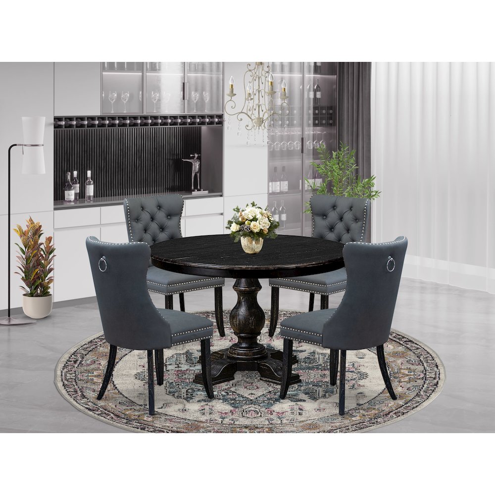 5-Piece Modern Dining Table Set In Platinum Gray Color. Picture 2