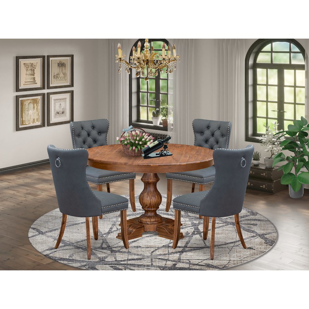 5-Piece Dining Table Set Of A Kitchen Table, 4 Platinum Gray Dining Chairs. Picture 2