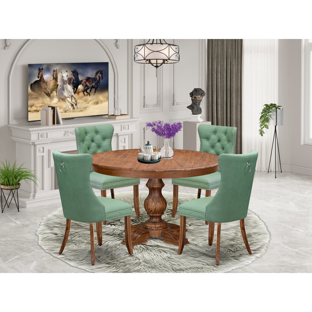 5-Piece Modern Dining Set Include A Dining Table And 4 Willow Green Chairs. Picture 2