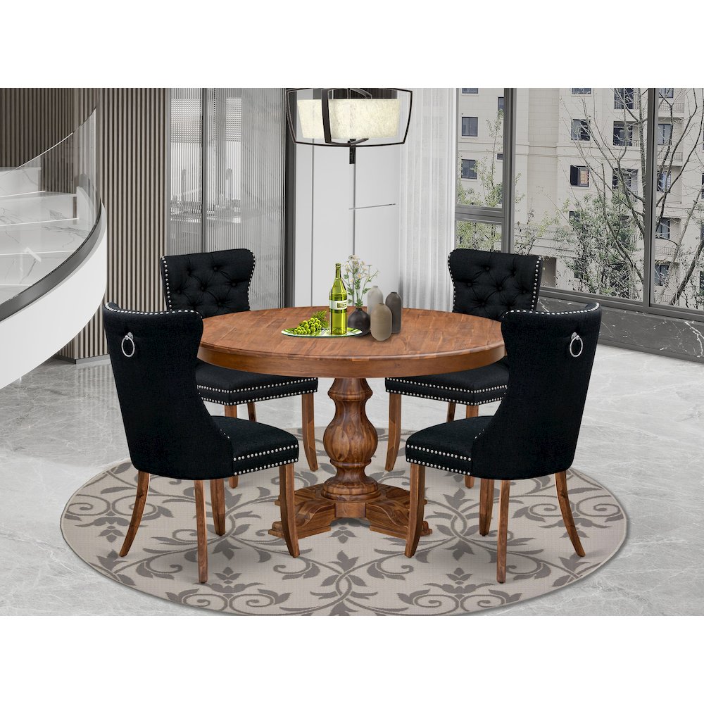 5-Piece Kitchen Table Set In Black Color. Picture 2