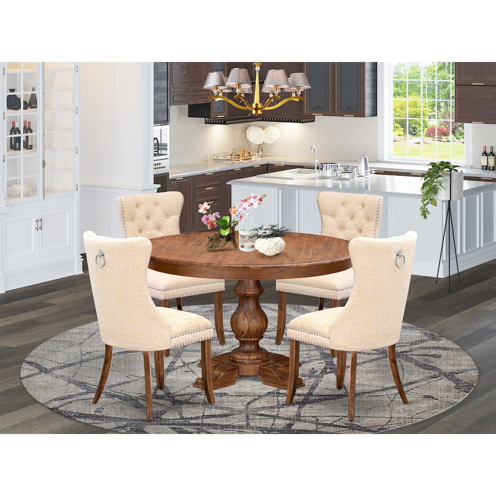 5-Piece Kitchen Table Set In Light Beige Color. Picture 2