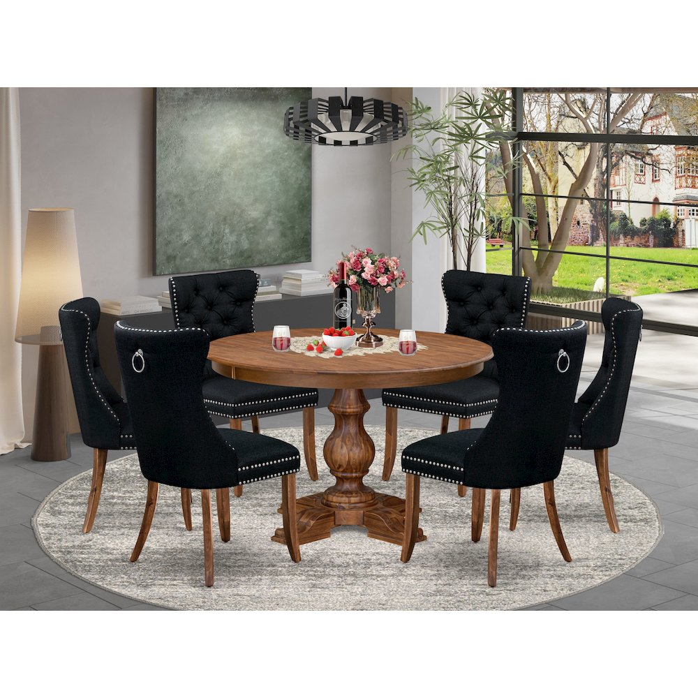 7-Piece Dining Table Set In Black Color. Picture 2