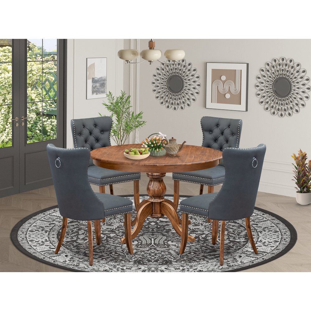 5-Piece Dining Table Set Of A Kitchen Table, 4 Platinum Gray Kitchen Chairs. Picture 2