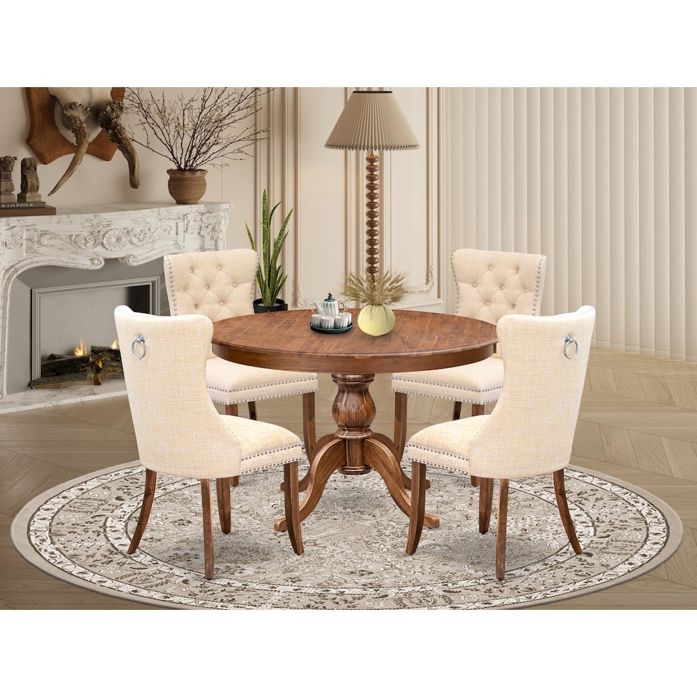 5-Piece Dining Table Set In Light Beige Color. Picture 2