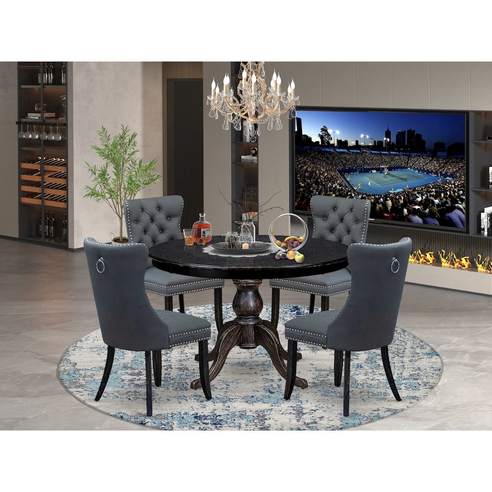 5-Piece Dining Table Set In Platinum Gray Color. Picture 2