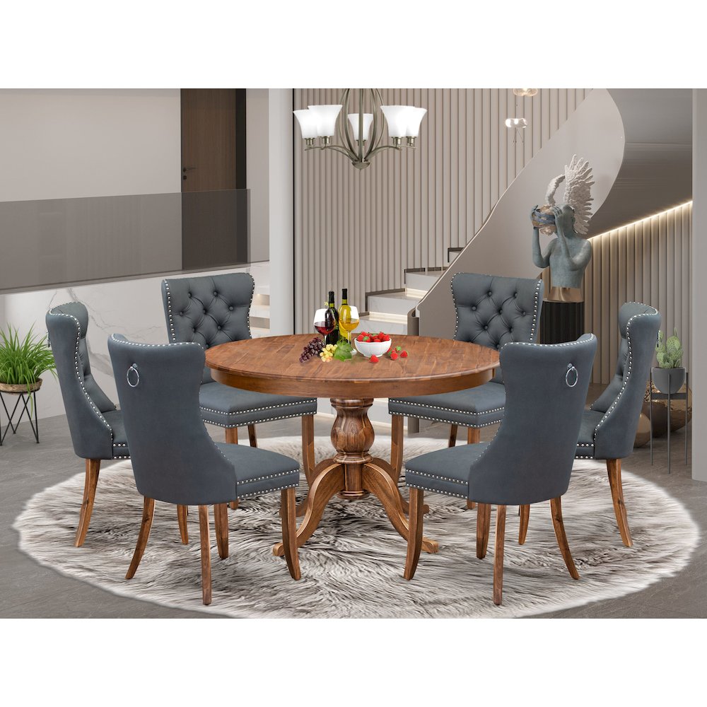 7-Piece Dining Table A Kitchen Table And 6 Platinum Gray Dining Room Chairs. Picture 2