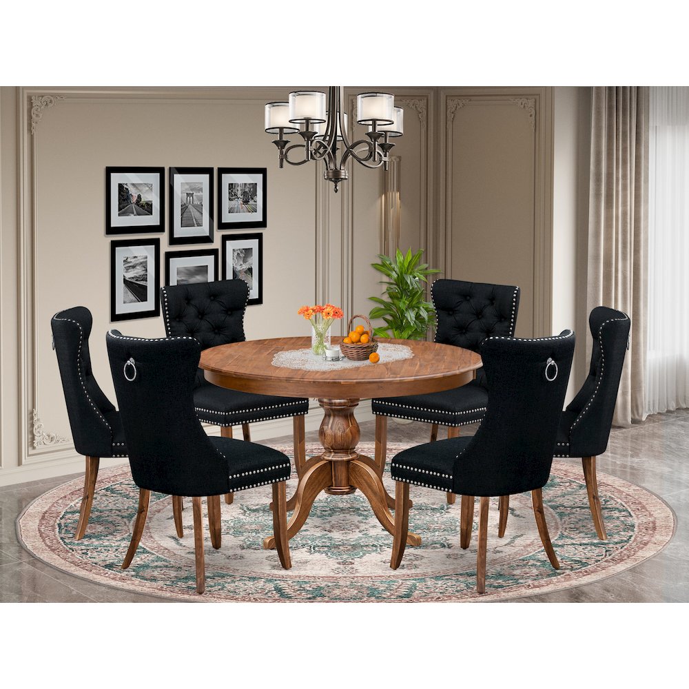 7-Piece Dining Set In Black Color. Picture 2