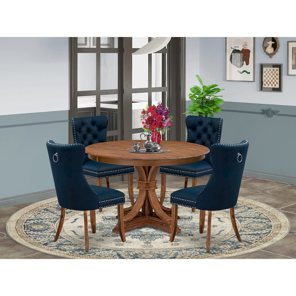 5-Piece Modern Dining Set In Navy Blue Color. Picture 2