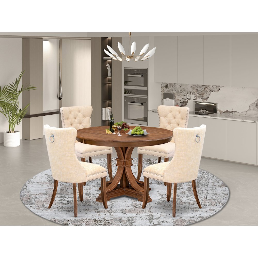 5-Piece Kitchen Table Set In Light Beige Color. Picture 2