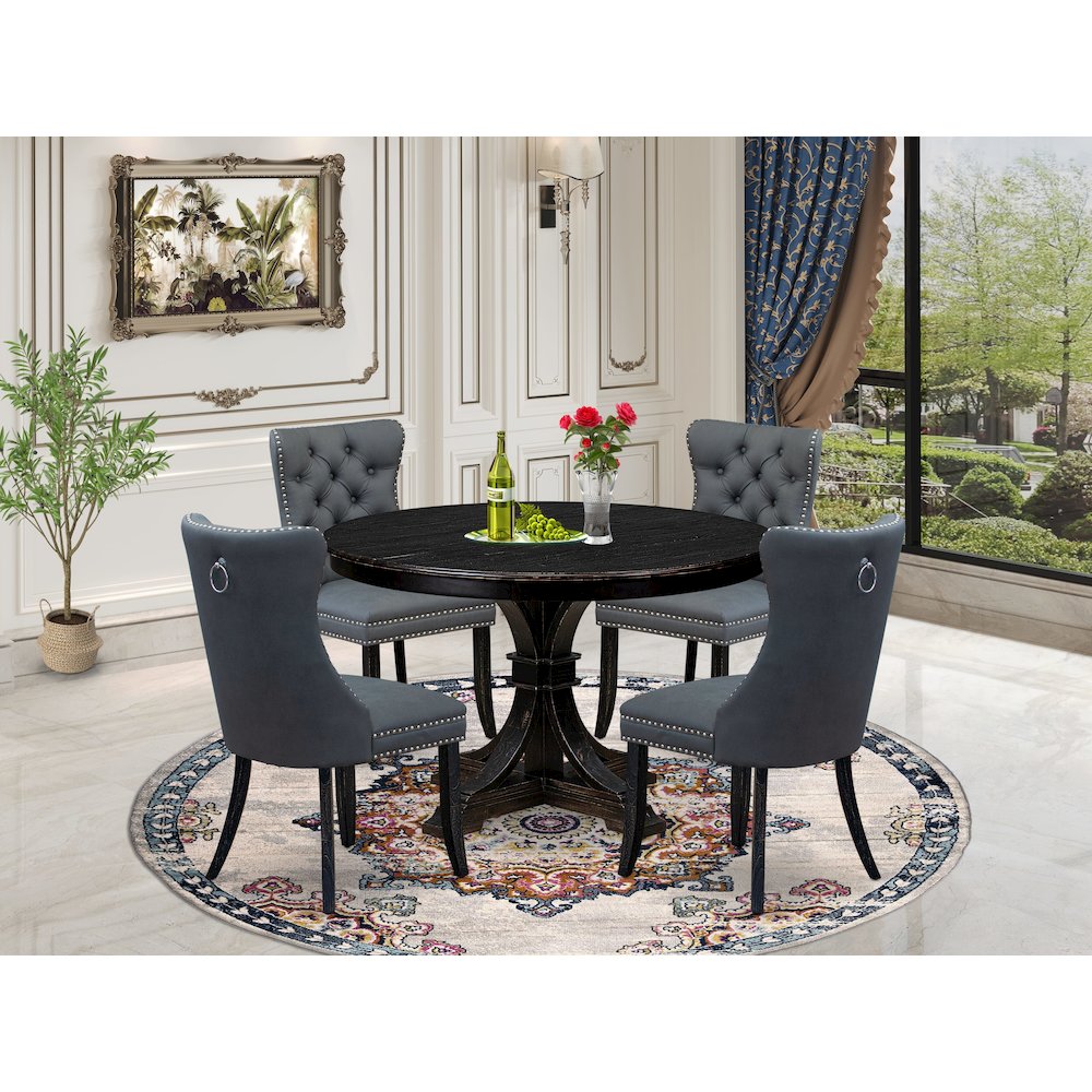 5-Piece Modern Dining Set In Platinum Gray Color. Picture 2