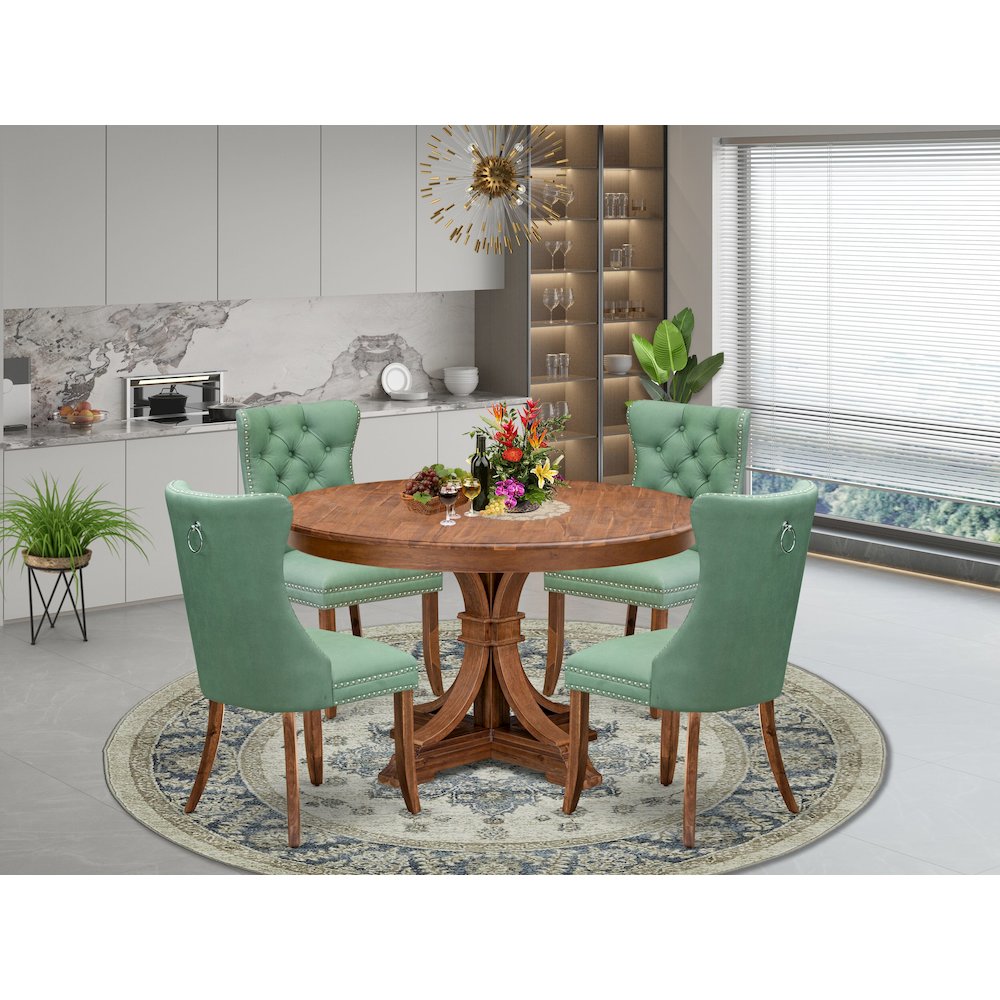 5-Pc Kitchen Table Set Consist A Kitchen Table And 4 Willow Green Parsons Chairs. Picture 2