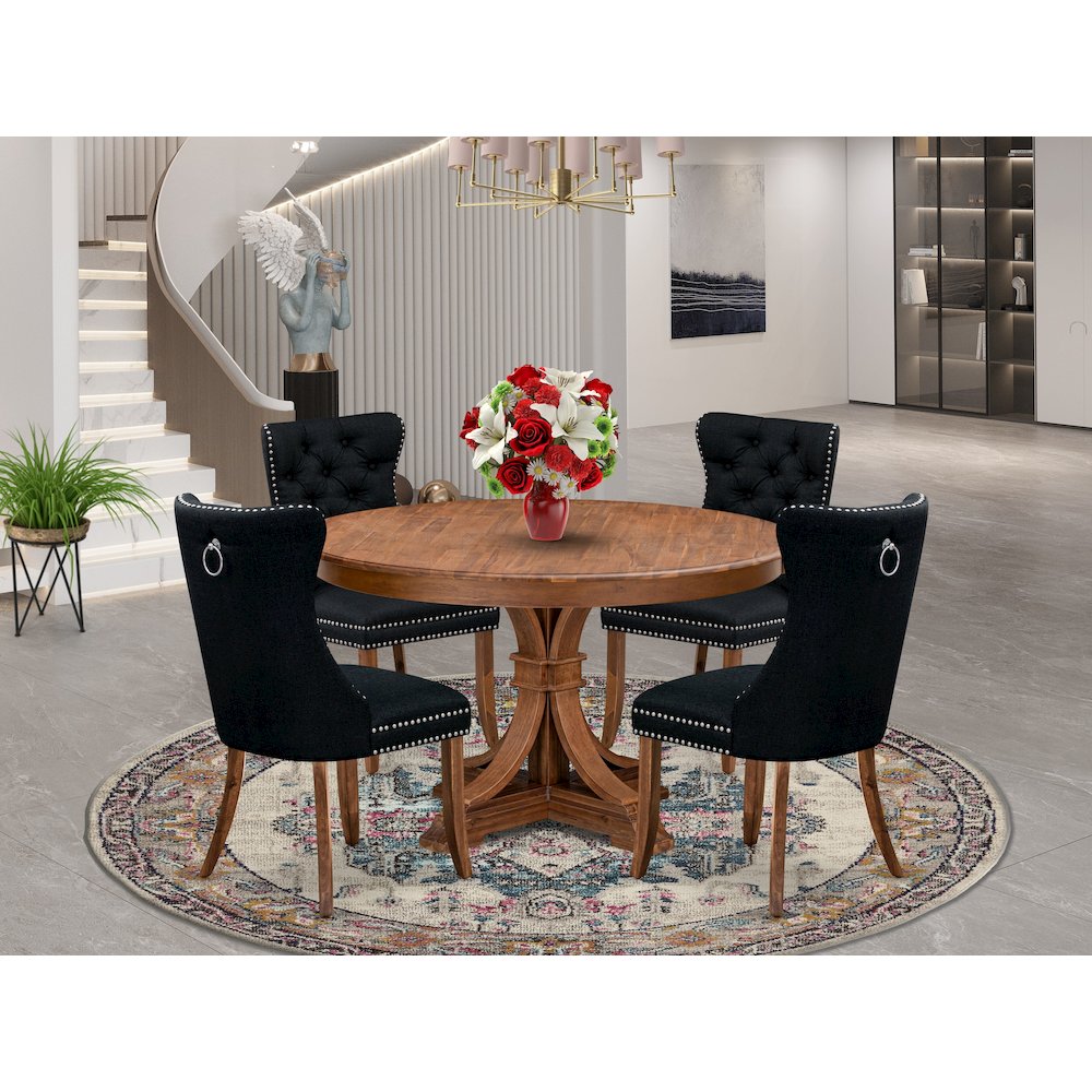 5-Piece Modern Dining Table Set In Black Color. Picture 2