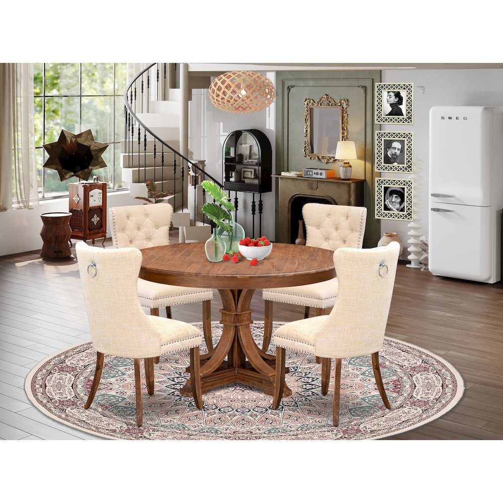 5-Piece Mid Century Kitchen Set In Light Beige Color. Picture 2