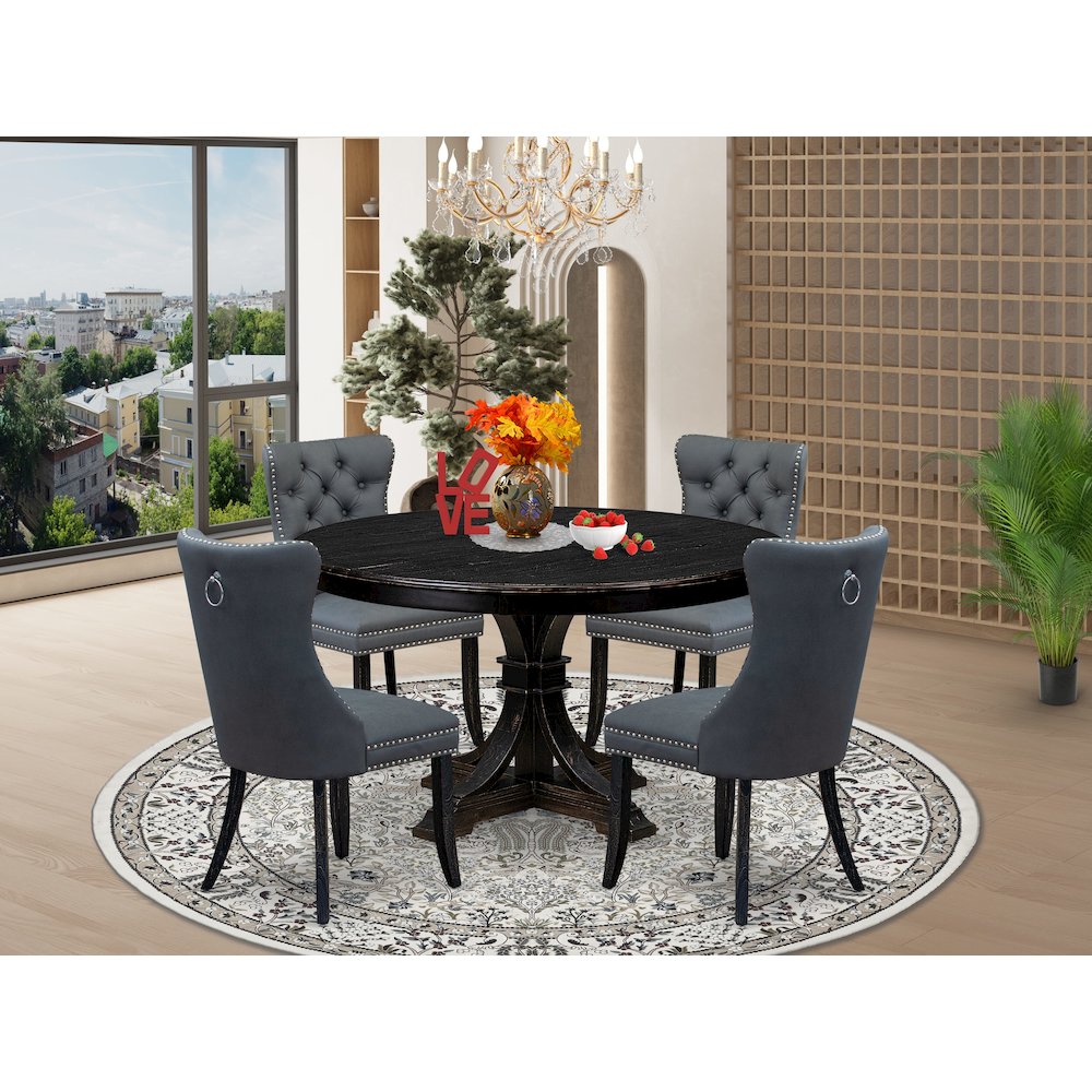 5-Piece Dining Room Set In Platinum Gray Color. Picture 2