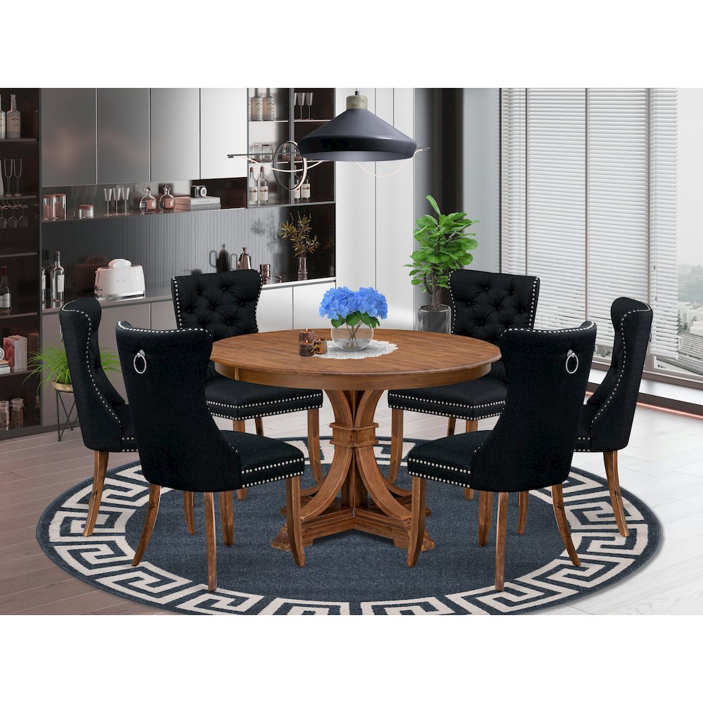 7-Piece Kitchen Table Set In Black Color. Picture 2