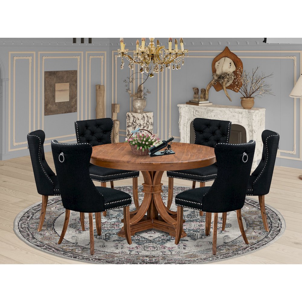 7-Piece Kitchen Table Set In Black Color. Picture 2