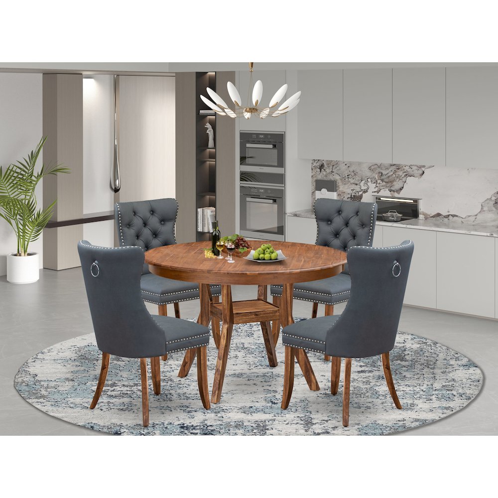 5-Piece Kitchen Table Set Of A Dining Table, 4 Platinum Gray Dining Room Chairs. Picture 2